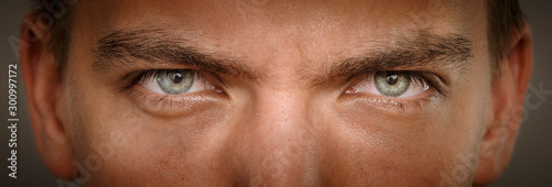 close-up macro shot of human eyes photo