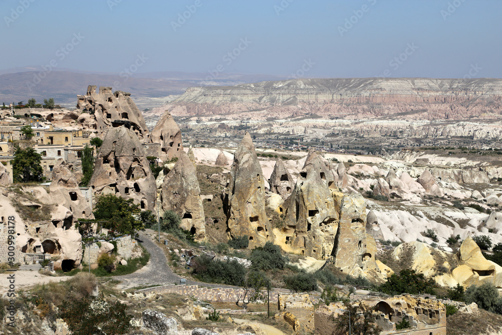 Rocks of bizarre shape near the Uchisar fortress in Cappadocia,