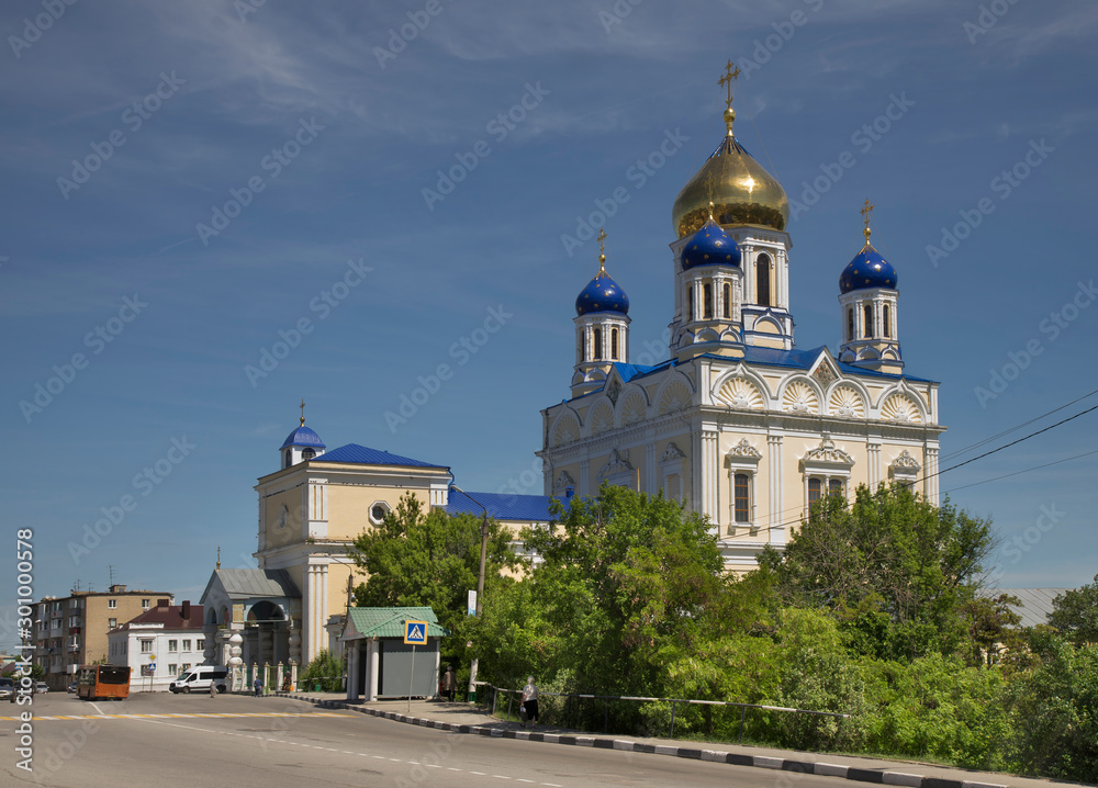 Ascension cathedral at Red square in Yelets. Russia