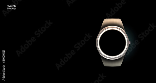 Concept of smart watches. Vector realistic illustration with a futuristic style. smart watch black color background.