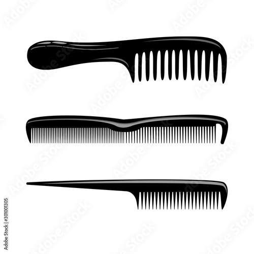 set of silhouettes of tools for the hairdresser