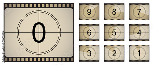 Movie countdown retro cinema. Vector illustration in a flat style. photo