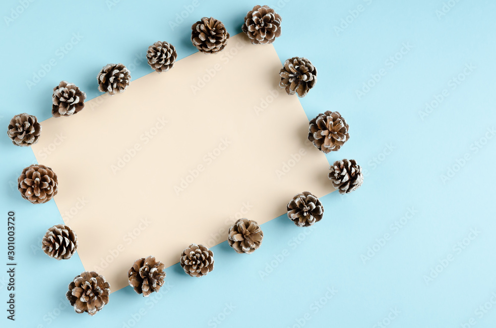 Dried foliage composition on blue background. Flat lay. Dried foliage composition on blue background. Flat lay.