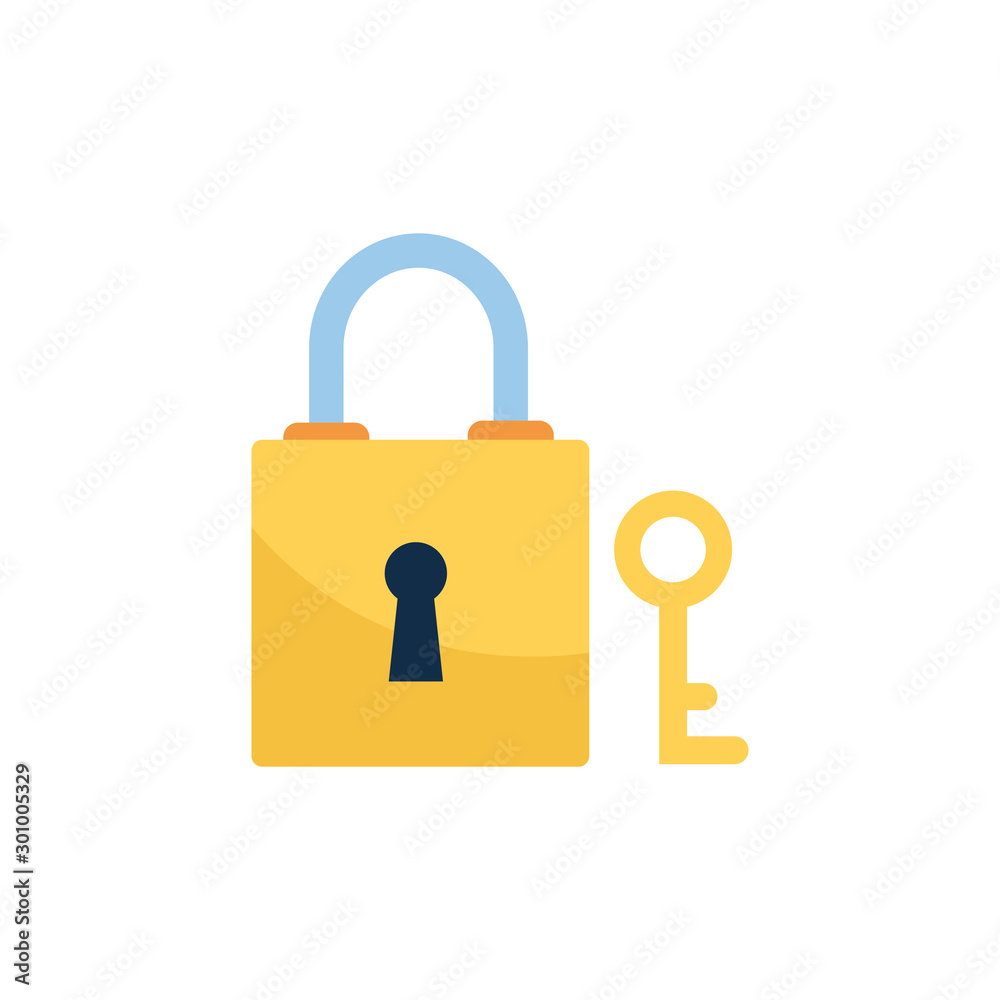 Isolated padlock and key icon flat design Isolated padlock and key icon flat design