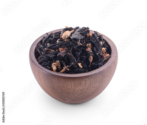 dry Jasmine tea on white background