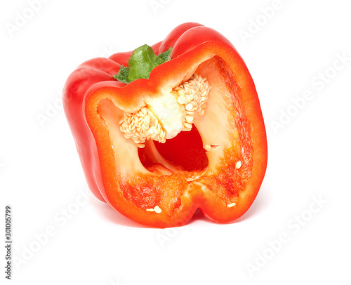 one red sweet pepper isolated on a white background