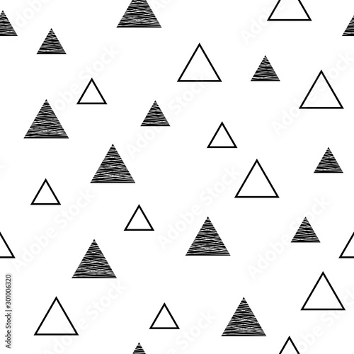 Vector seamless geometric pattern in scandinavian style with triangles