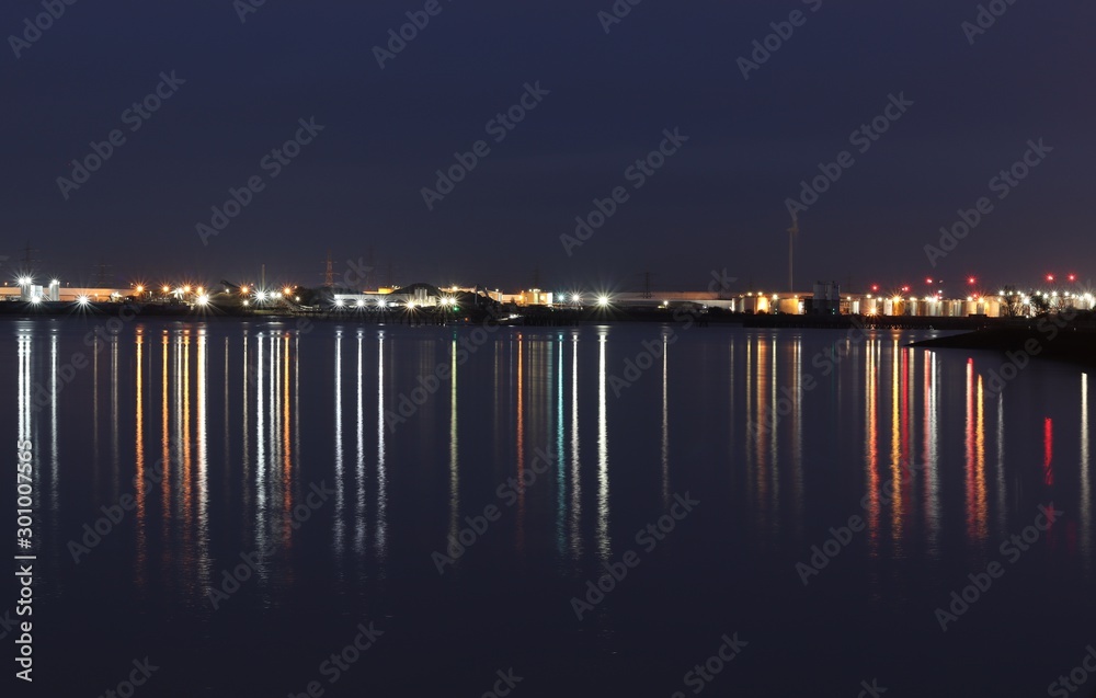 A view across the Thames river at night