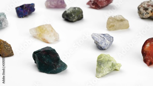 Decorative stones, minerals on a white background.