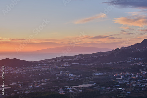 views of the island of La Gomera at sunset from the southern area of Tenerife © PriscilaGher
