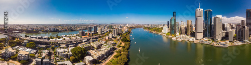 BRISBANE, AUSTRALIA - August 24 2019: Brisbane city with CBD and Story Bridge, aerial drone view. © Martin Valigursky