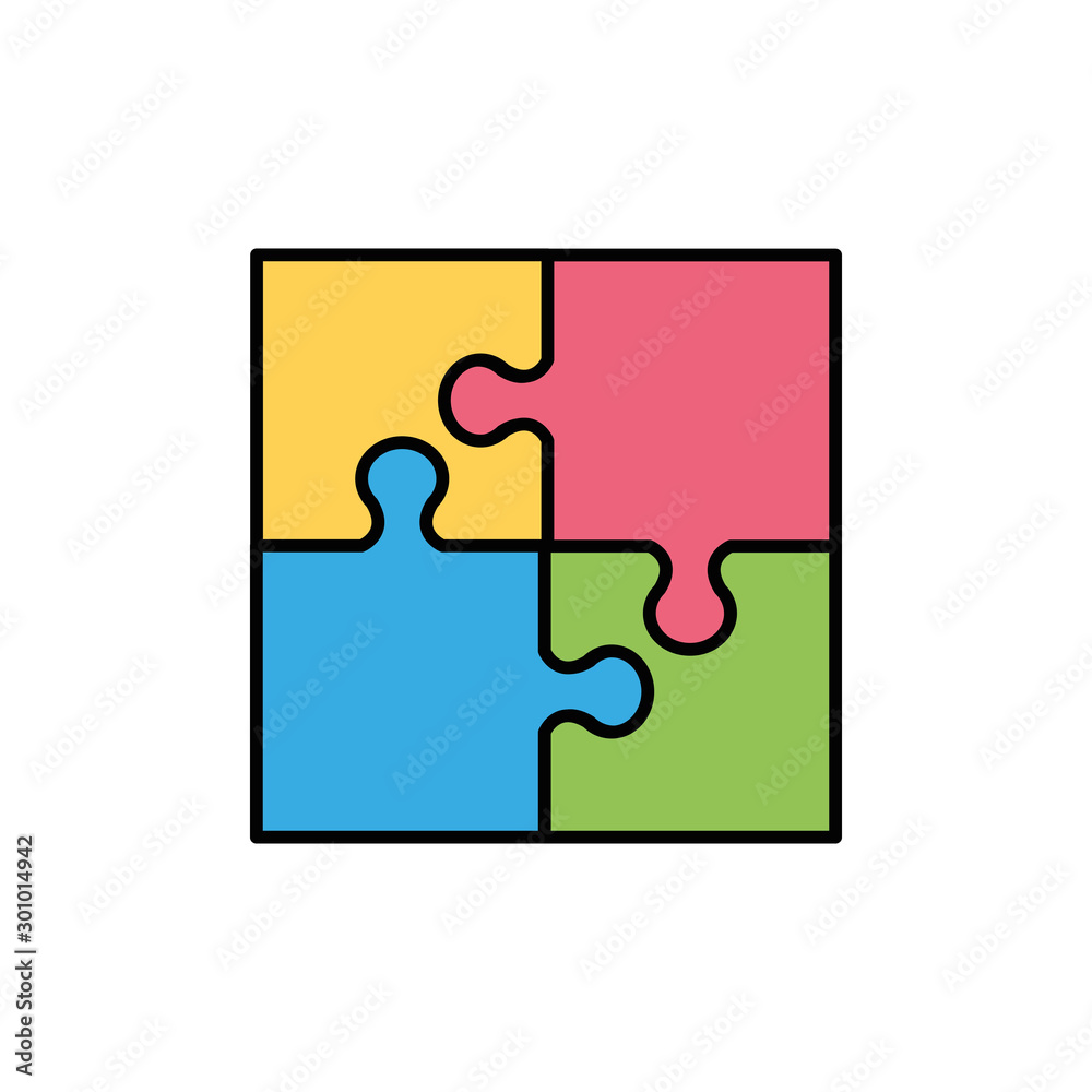 Isolated puzzle game flat and line design Isolated puzzle game flat and line design