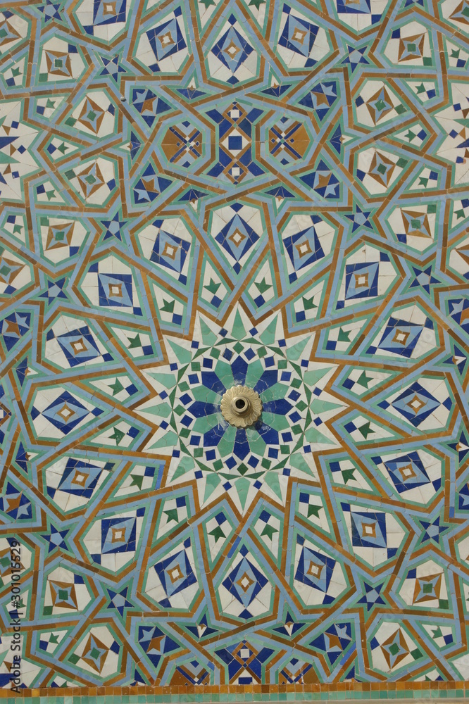 mosaic on the wall of a mosque in Morocco in Casablanca