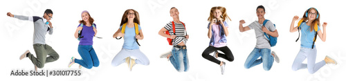Group of jumping teenagers ...