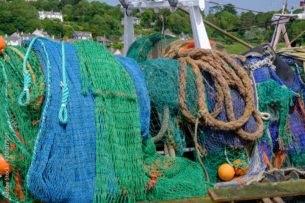 Fishing nets and ropes Lyme Bay Lyme Regis Dorset England