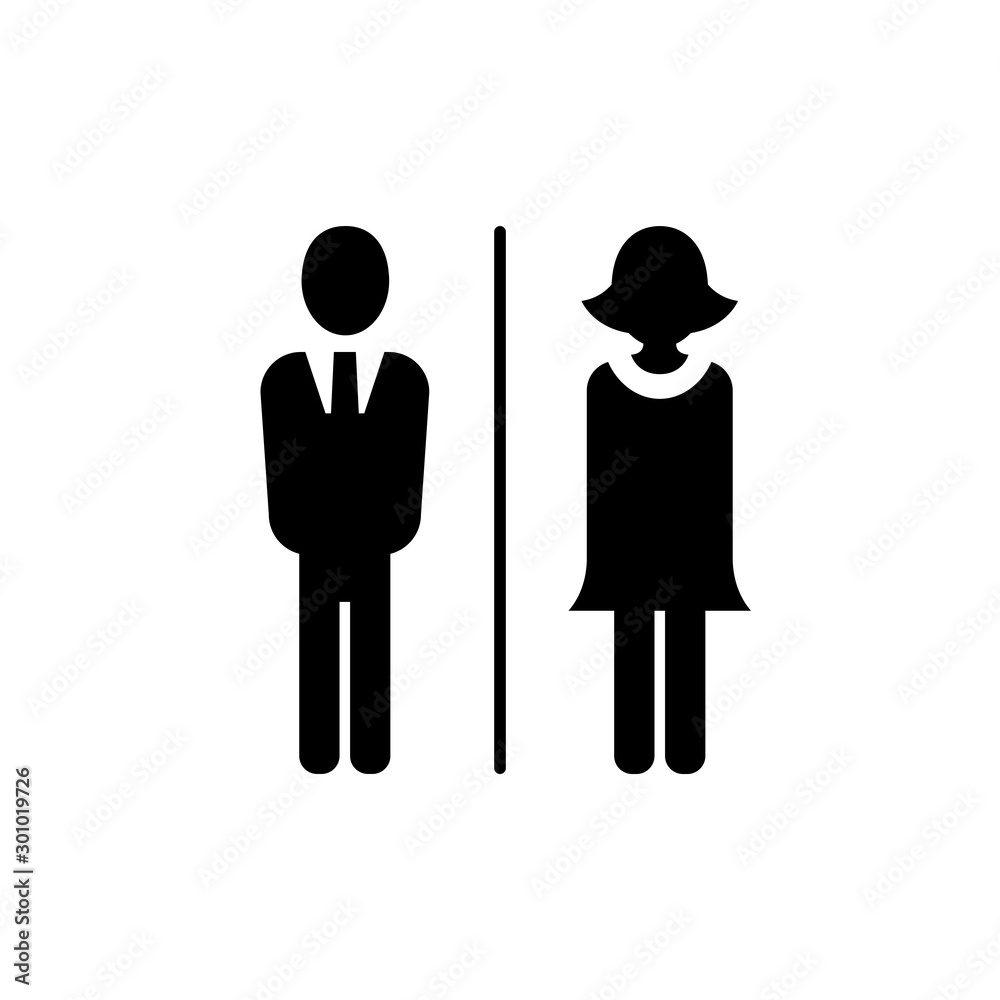 Bathroom Sign. Toilet Icon. Restroom Symbol. Male and Female. Flat Icon Vector. Bathroom Sign. Toilet Icon. Restroom Symbol. Male and Female. Flat Icon Vector.