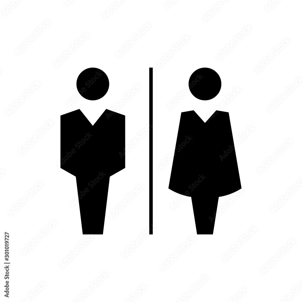 Bathroom Sign. Toilet Icon. Restroom Symbol. Male and Female. Flat Icon ...