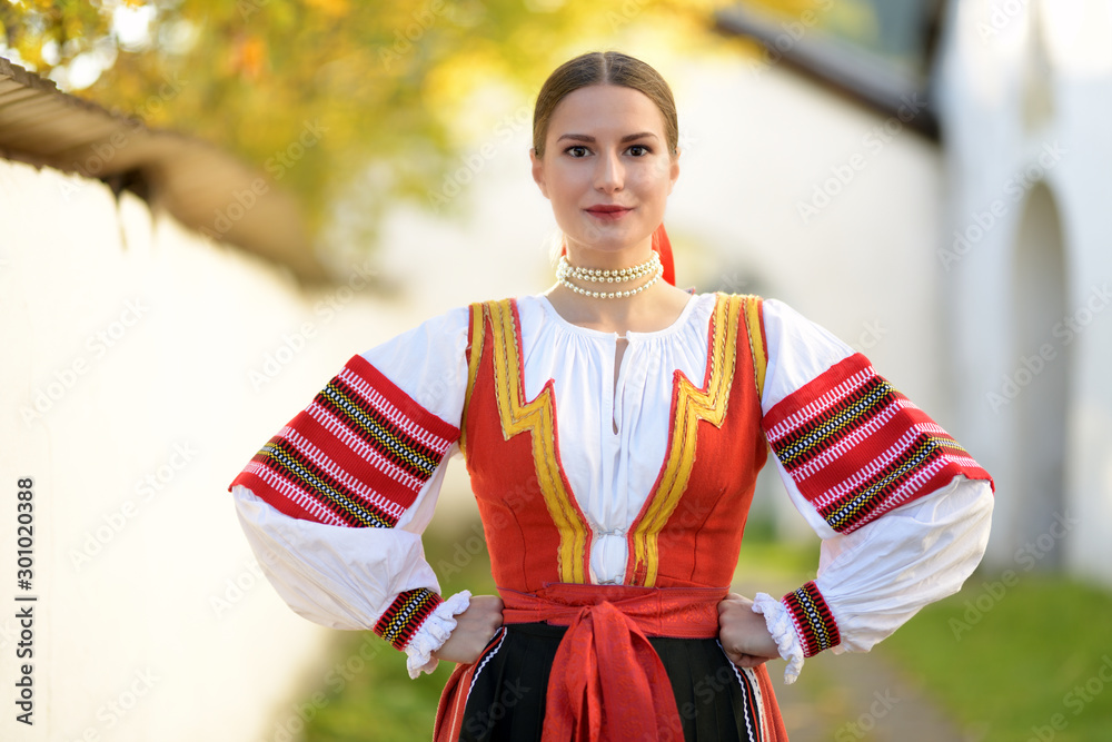 Fotografie Slovak folklore. Slovak girl.