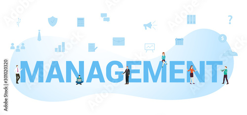 Management business concept with big word or text and team people with modern flat style - vector