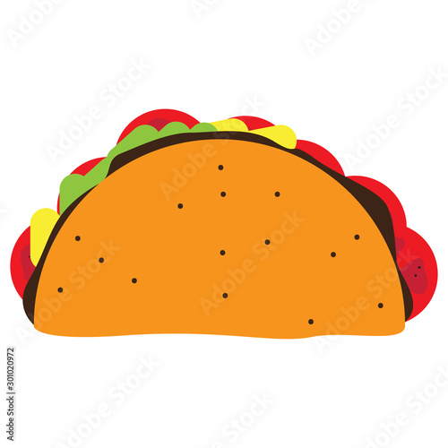 Fototapeta Naklejka Na Ścianę i Meble -  Isolated taco image. Mexican food - Vector illustration