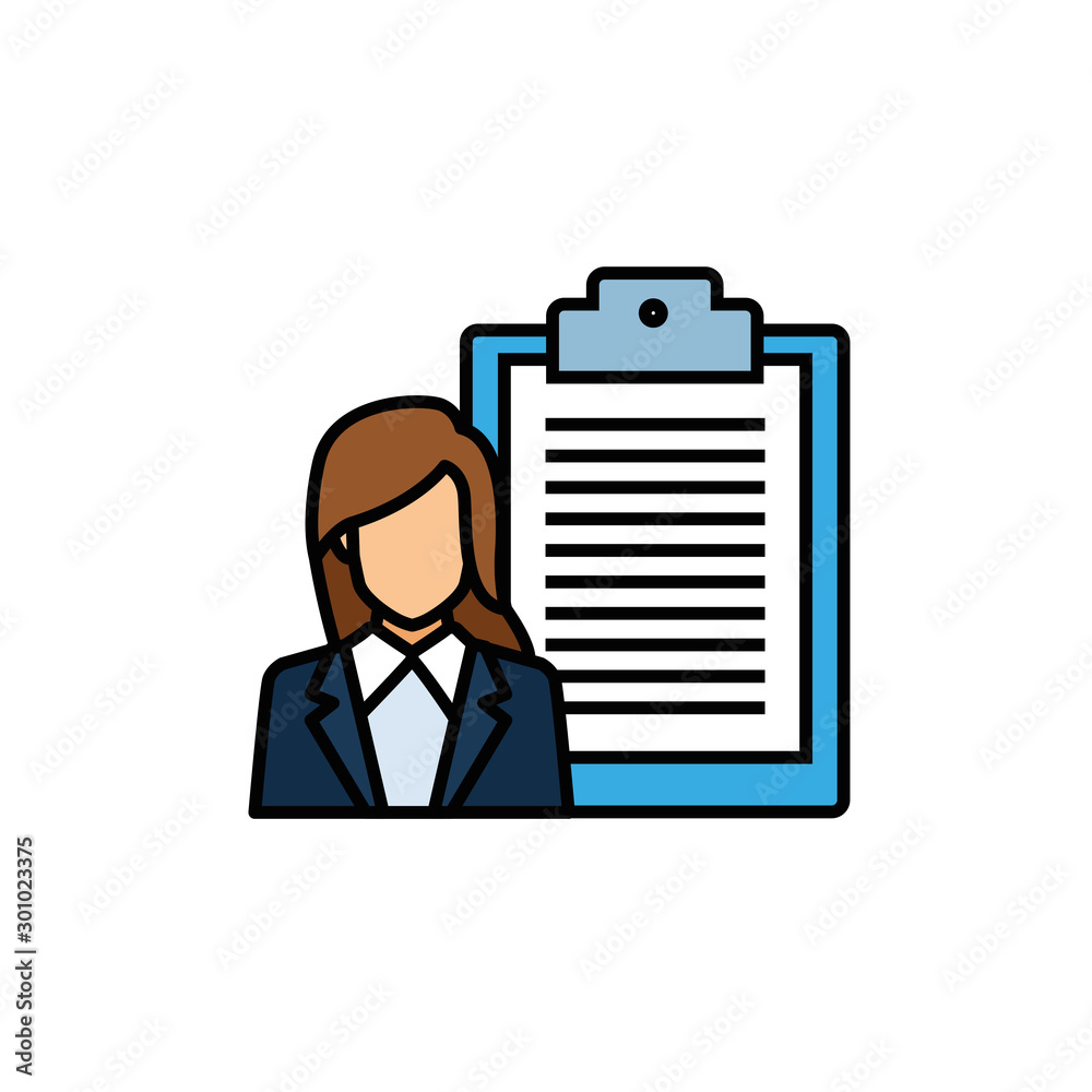 Businesswoman avatar flat and line design
