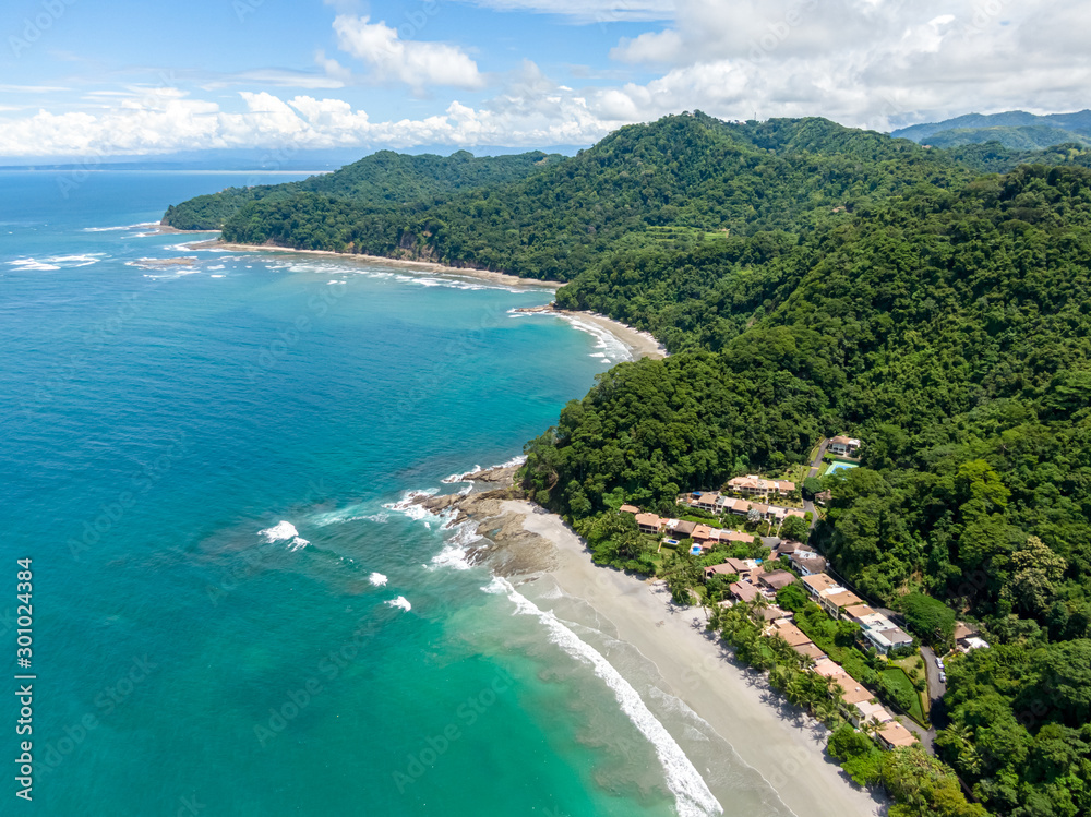 Beautiful aerial view of the magnificent beach in Costa Rica 