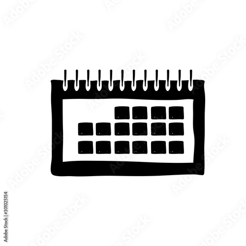calendar mobile icon vector with hand drawn doodle style vector isolated