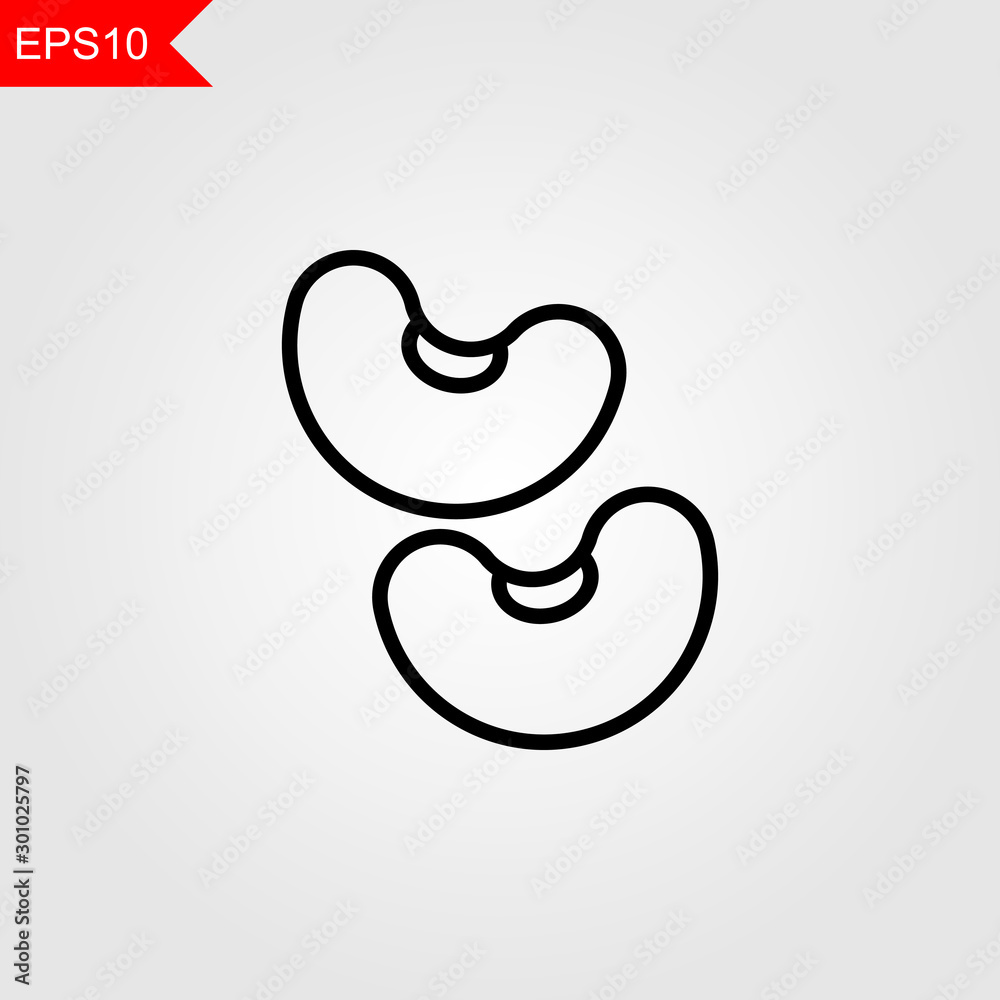 Fototapeta premium Beans thin line icon on grey background. Vector illustration eps10.