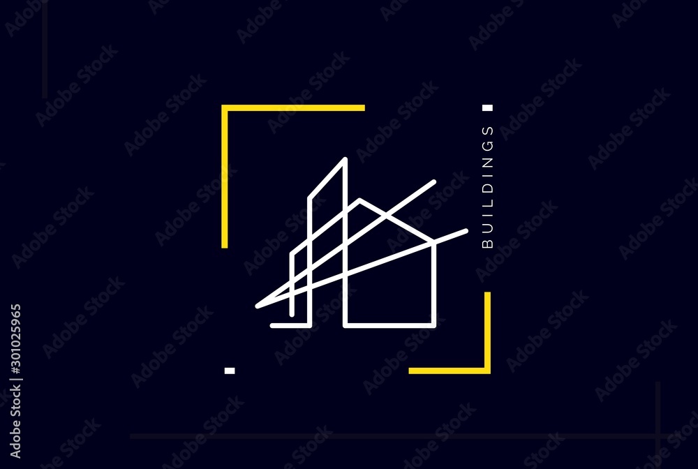 Minimalist skyscraper city building line art logo design vector graphic Minimalist skyscraper city building line art logo design vector graphic