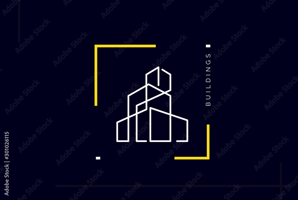 Minimalist skyscraper city building line art logo design vector graphic Minimalist skyscraper city building line art logo design vector graphic