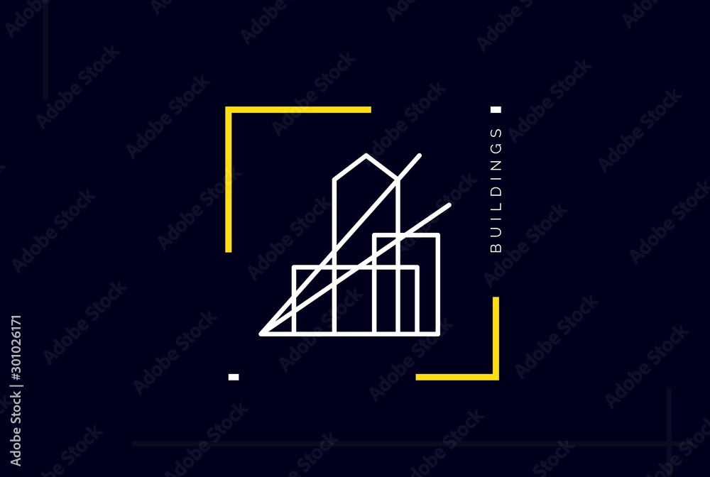 Minimalist skyscraper city building line art logo design vector graphic Minimalist skyscraper city building line art logo design vector graphic