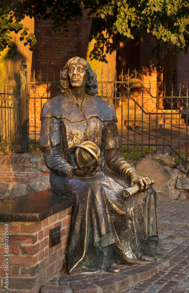 Monument to Nicolaus Copernicus near castle in Olsztyn. Poland