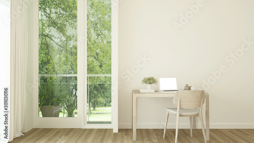 workplace in home office or hotel - Interior design scandinavian style - 3D Rendering
