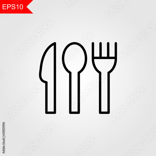 Fork  spoon  knife line thin icon on grey background. Vector illustration eps10.