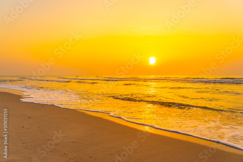 Fototapeta Naklejka Na Ścianę i Meble -  Beautiful landscape outdoor sea ocean and beach at sunrise or sunset time
