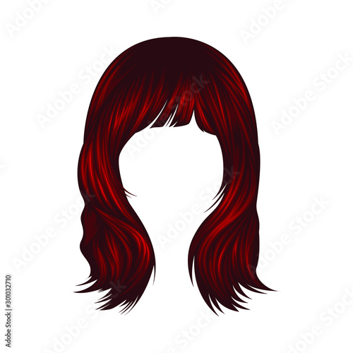 Red long forelock, Women’s long hairstyle