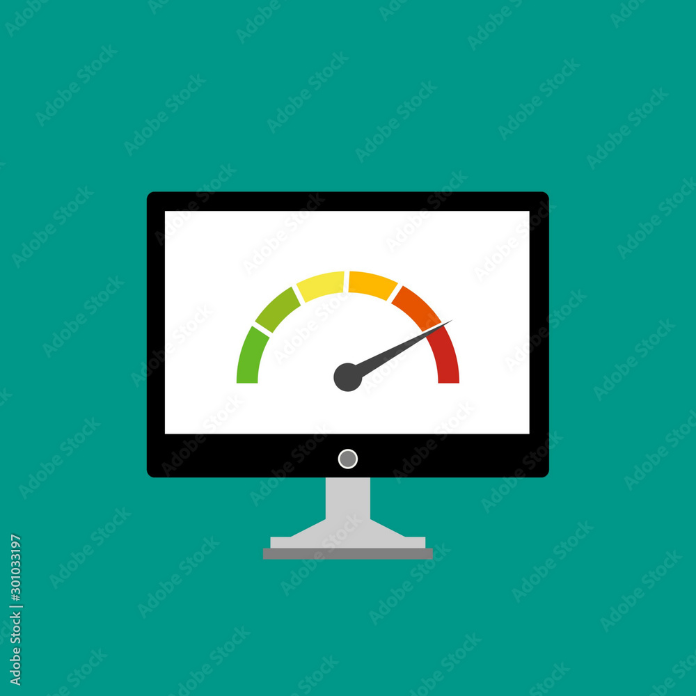 Speed test laptop icon Flat design vector illustration Speed test laptop icon Flat design vector illustration