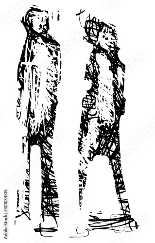 Expressionistic Couple Walking