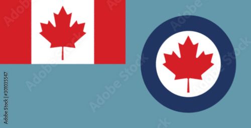 The Royal Canadian Air Force Ensign is the official flag which is used to represent the Royal Canadian Air Force.  photo