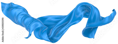Abstract background of blue wavy silk or satin. 3d rendering image.