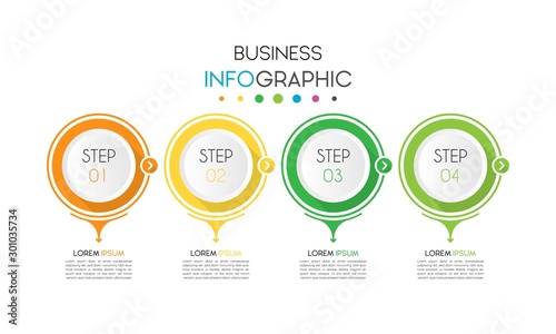 Vector infographic design template with 4 options or steps. Can be used for process diagram, workflow layout, info graph, annual report, flow chart.