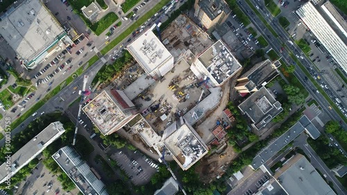 Flyover the complex of buildings under construction