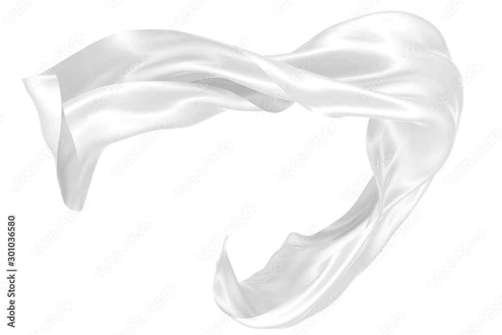 Abstract background of white wavy silk or satin. 3d rendering image. Abstract background of white wavy silk or satin. 3d rendering image.