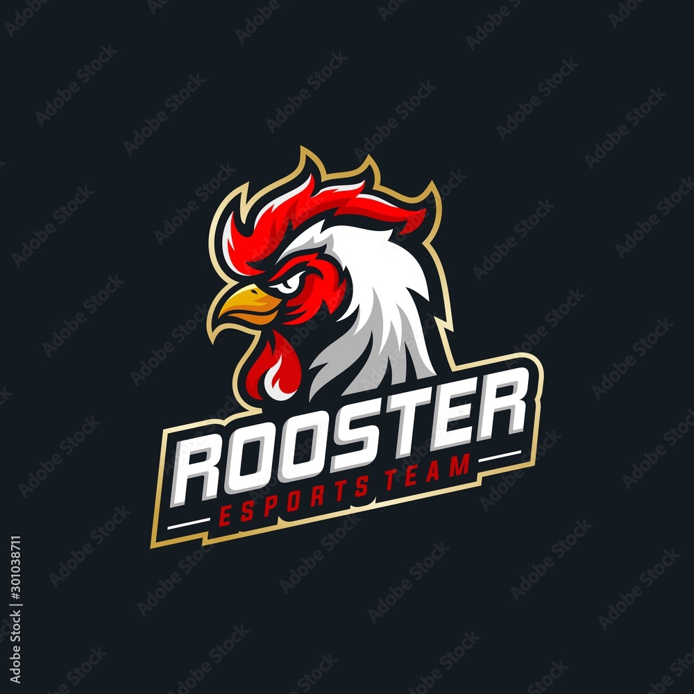 Rooster mascot sport logo design Vector illustration