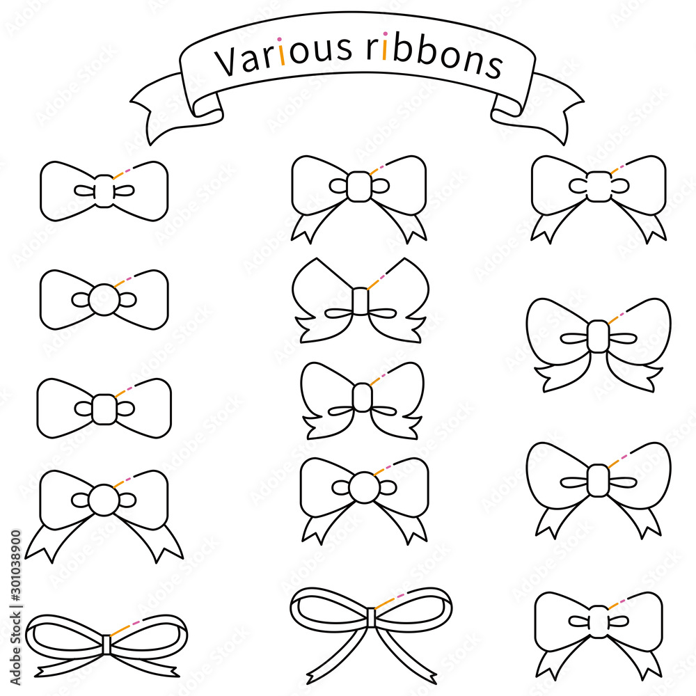 3色の線画のリボン 黒基調 Stock Vector Adobe Stock