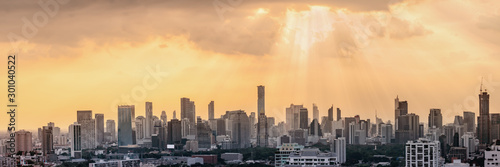 panorama cityscape scenery of business and financial center of Bangkok the capital city of Thailand