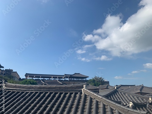 Tiled roof under clear sky