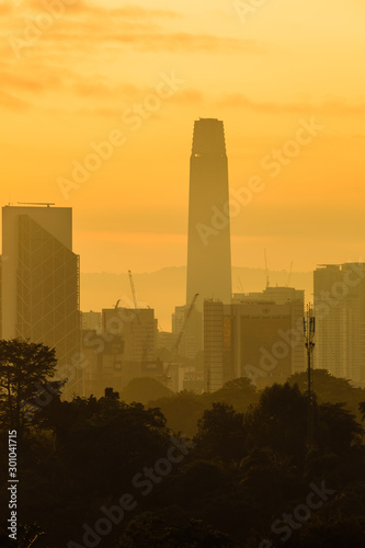 Photography beautiful scenery kuala lumpur city skyline with sunrise background