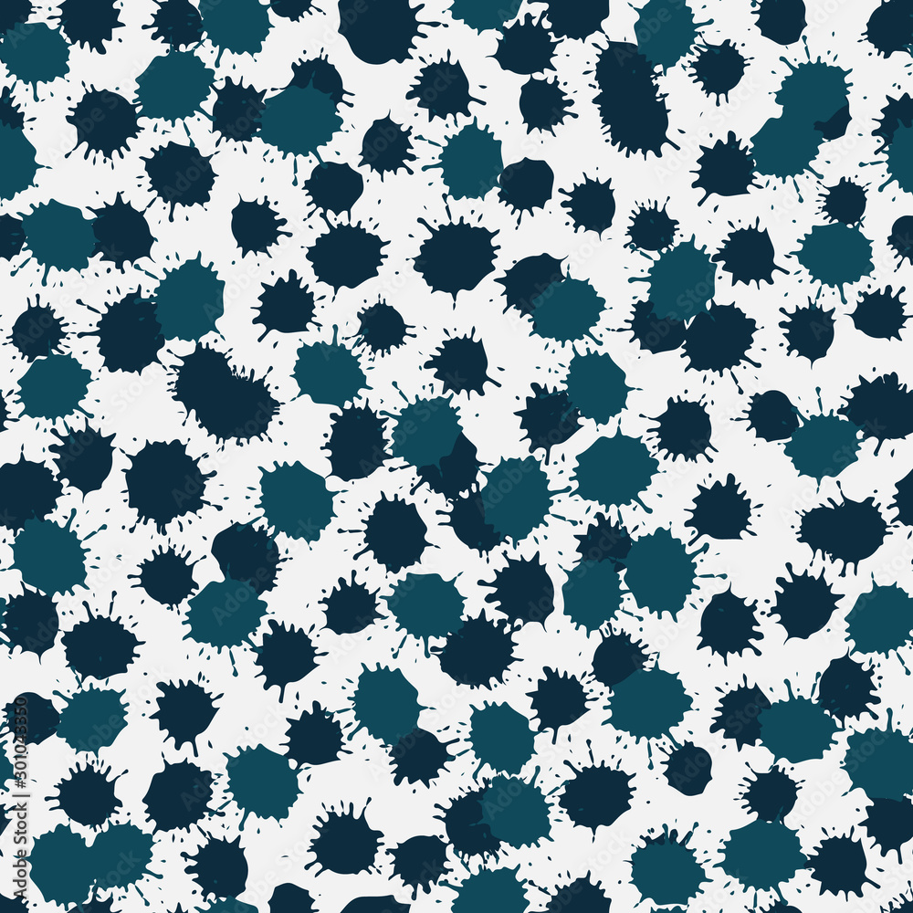 A seamless vector pattern with dark blue ink blobs on a white background. Surface print design. Great for fabrics and stationery. A seamless vector pattern with dark blue ink blobs on a white background. Surface print design. Great for fabrics and stationery.