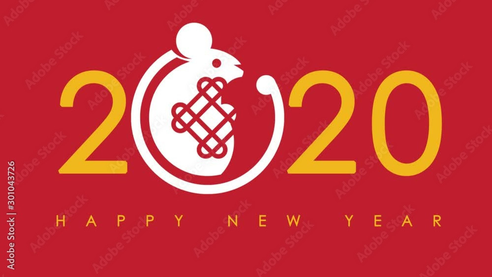 Chinese New year minimalist and modern animation from blankscreen. Year of the rat